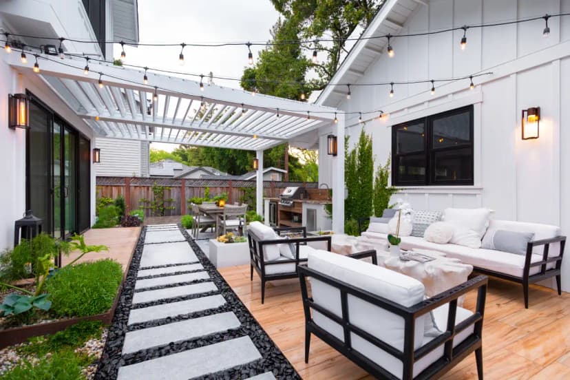 Landscaping White Pergola